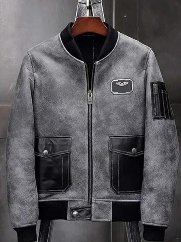 Sanchez Distressed Black Suede Leather MA-1 Bomber Jacket