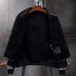 Sanchez Distressed Black Suede Leather MA-1 Bomber Jacket