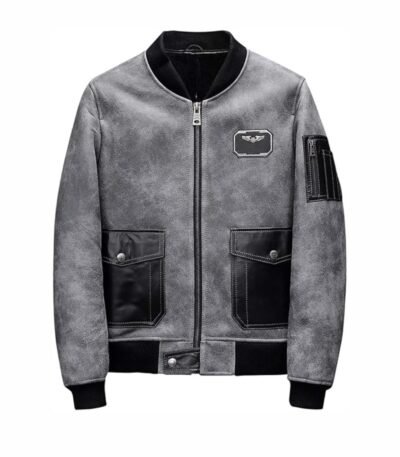 Sanchez Distressed Black Suede Leather MA-1 Bomber Jacket