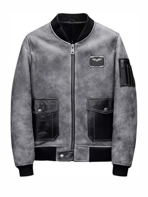 Sanchez Distressed Black Suede Leather MA-1 Bomber Jacket