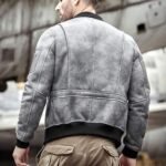 Sanchez Distressed Black Suede Leather MA-1 Bomber Jacket