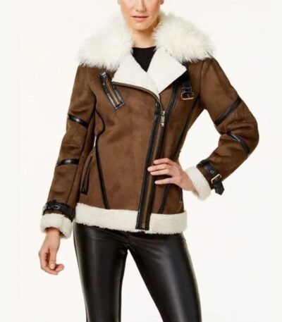 Sandra Brown Faux Fur Real Leather Jacket