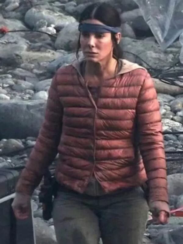 Sandra Bullock Bird Box Red Puffer Jacket