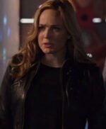 Sara Lance Arrow Black Biker Leather Jacket