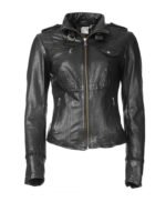 Sara Lance Arrow Black Biker Leather Jacket
