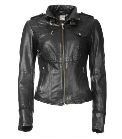 Sara Lance Arrow Black Biker Leather Jacket