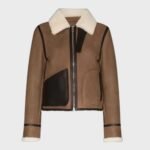 Sara Shearling Aviator Brown Leather Jacket