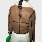 Sara Shearling Aviator Brown Leather Jacket