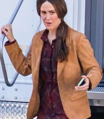 Sarah Paulson Bird Box Jessica Suede Blazer
