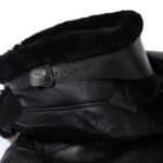 Scott Shearling Fur Black Biker Aviator Jacket