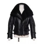 Scott Shearling Fur Black Biker Aviator Jacket