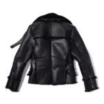Scott Shearling Fur Black Biker Aviator Jacket