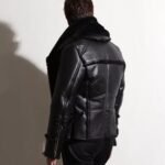 Scott Shearling Fur Black Biker Aviator Jacket