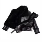 Scott Shearling Fur Black Biker Aviator Jacket