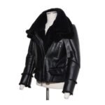 Scott Shearling Fur Black Biker Aviator Jacket