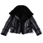 Scott Shearling Fur Black Biker Aviator Jacket