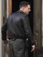 Sebastian Stan The Devil All the Time Brown Bomber Leather Jacket