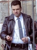 Sebastian Stan The Devil All the Time Brown Bomber Leather Jacket