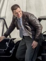 Sebastian Stan The Devil All the Time Brown Bomber Leather Jacket