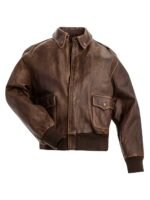 Sebastian Stan The Devil All the Time Brown Bomber Leather Jacket