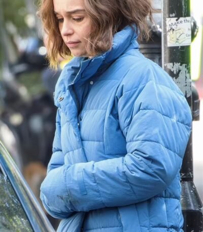 Secret Invasion S1 Emilia Clarke Blue Puffer Coat