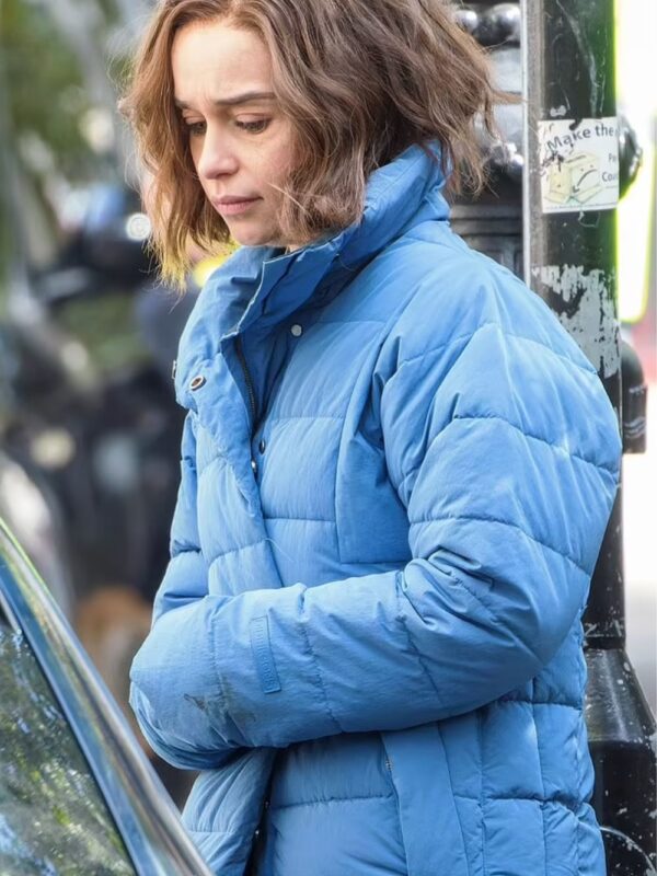 Secret Invasion S1 Emilia Clarke Blue Puffer Coat