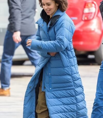 Secret Invasion S1 Emilia Clarke Blue Puffer Coat