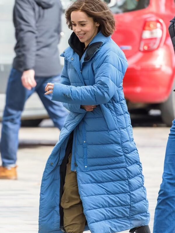 Secret Invasion S1 Emilia Clarke Blue Puffer Coat