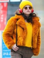 Selena Gomez Only Murders In The Building Orange Fur Jacket
