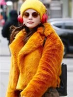 Selena Gomez Only Murders In The Building Orange Fur Jacket
