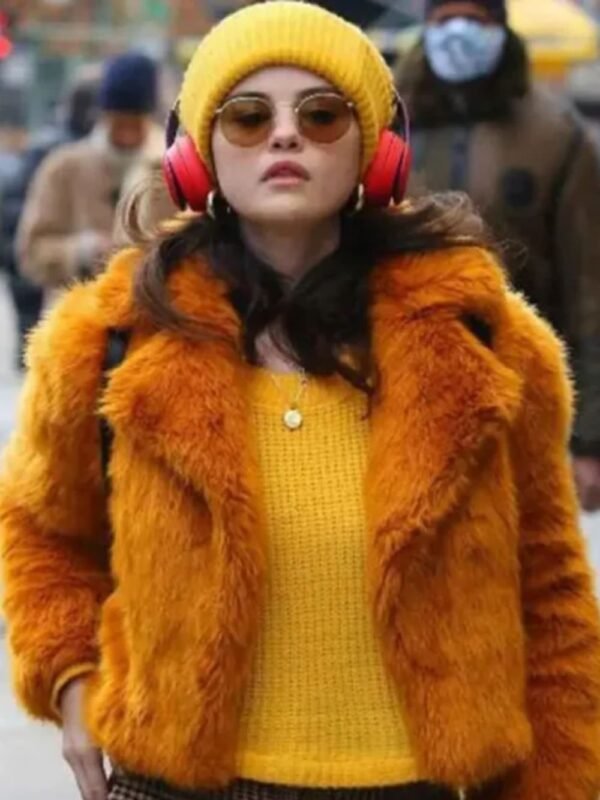 Selena Gomez Only Murders In The Building Orange Fur Jacket