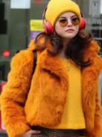 Selena Gomez Only Murders In The Building Orange Fur Jacket