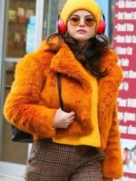 Selena Gomez Only Murders In The Building Orange Fur Jacket