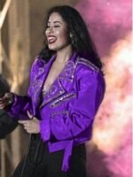 Selena Quintanilla Biker Purple Vegan Leather Jacket