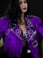 Selena Quintanilla Biker Purple Vegan Leather Jacket