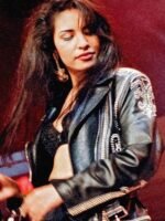 Selena Quintanilla Black Biker Vegan Studded Leather Jacket