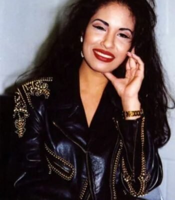 Selena Quintanilla Black Biker Vegan Studded Leather Jacket