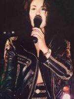 Selena Quintanilla Black Biker Vegan Studded Leather Jacket