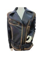 Selena Quintanilla Black Biker Vegan Studded Leather Jacket