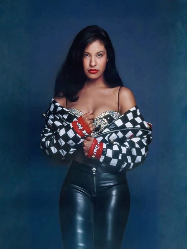 Selena Quintanilla Checkered Vegan Leather Jacket