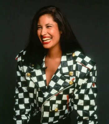 Selena Quintanilla Checkered Vegan Leather Jacket