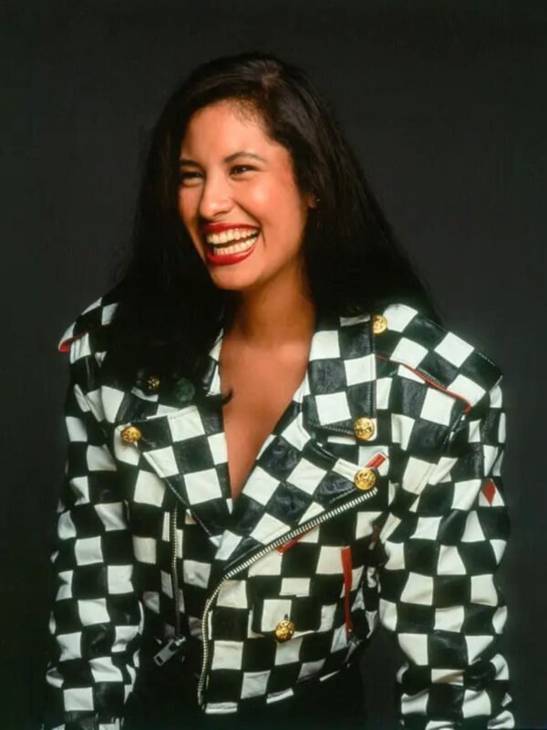 Selena Quintanilla Checkered Vegan Leather Jacket