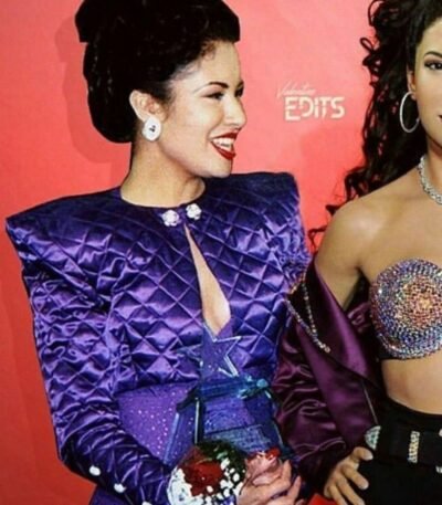 Selena Quintanilla Purple Diamond Quilted Cropped Jacket