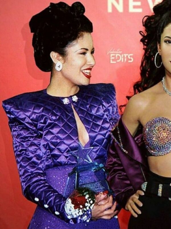 Selena Quintanilla Purple Diamond Quilted Cropped Jacket