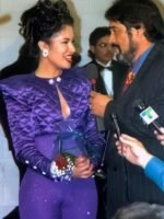 Selena Quintanilla Purple Diamond Quilted Cropped Jacket