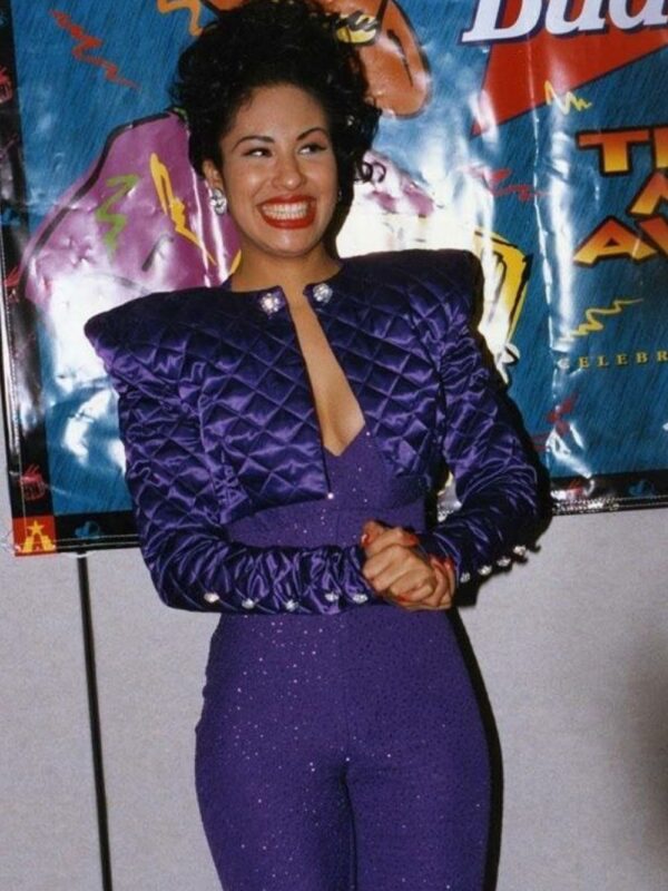 Selena Quintanilla Purple Diamond Quilted Cropped Jacket