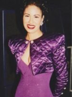 Selena Quintanilla Purple Diamond Quilted Cropped Jacket