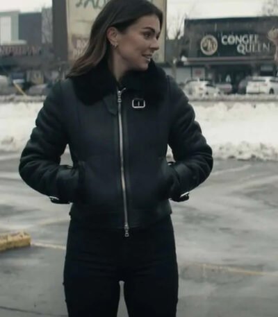 Serinda Swan Reacher S02 Black Leather Jacket