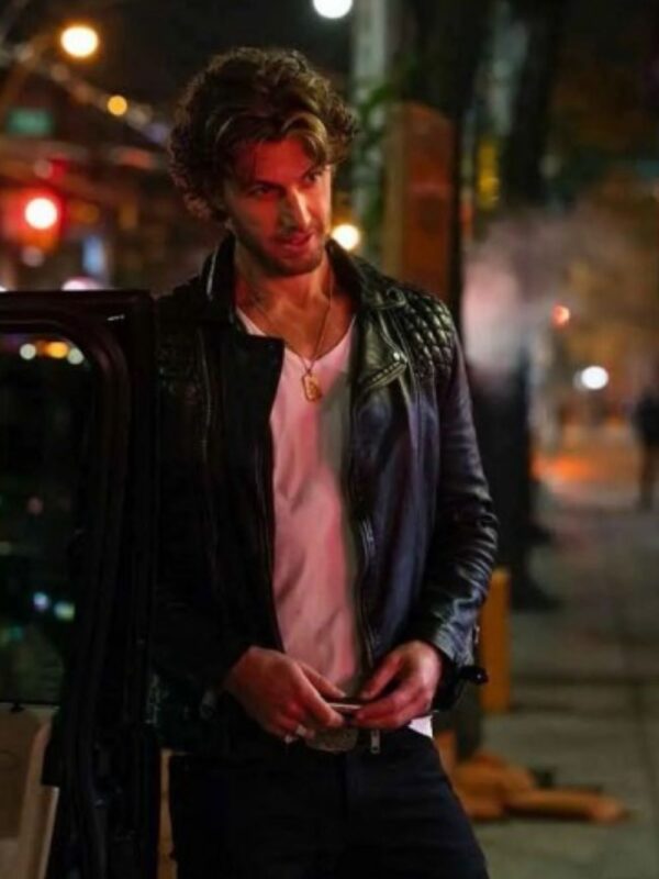Sex_Life Brad Simon Black Biker Quilted Leather Jacket