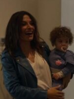 Sex_Life Sarah Shahi Blue Leather Jacket